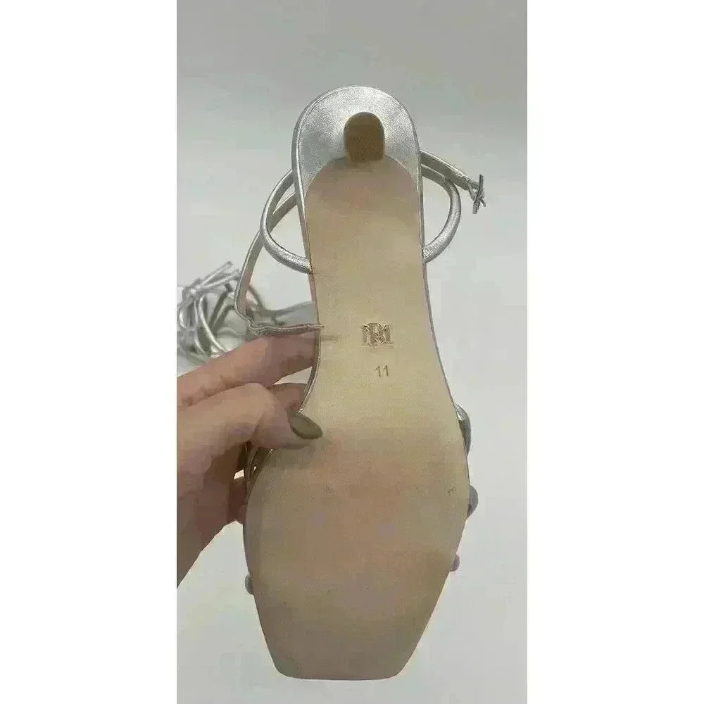 Badgley Mischka Collection Loyalty Ankle Strap Sandal in Silver Size 11 - Picture 9 of 10